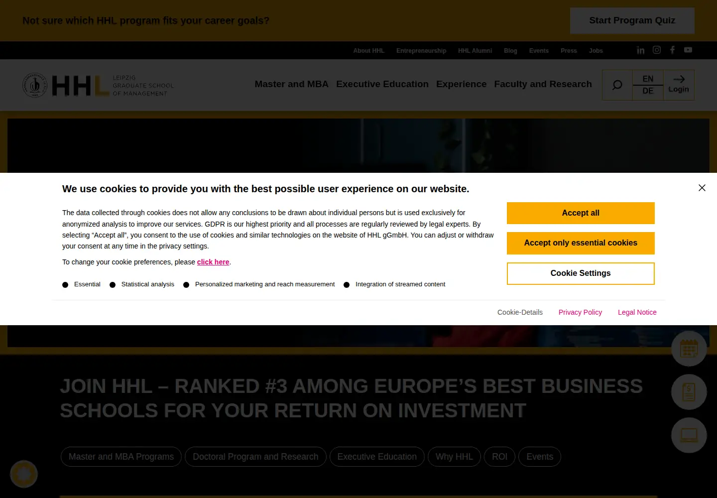 Screenshot of hhl.de