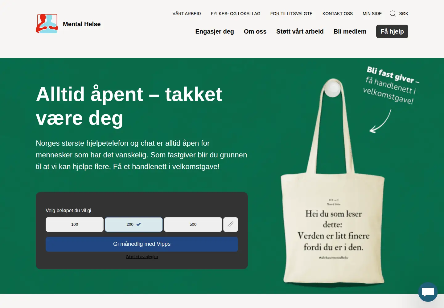 Screenshot of mentalhelse.no