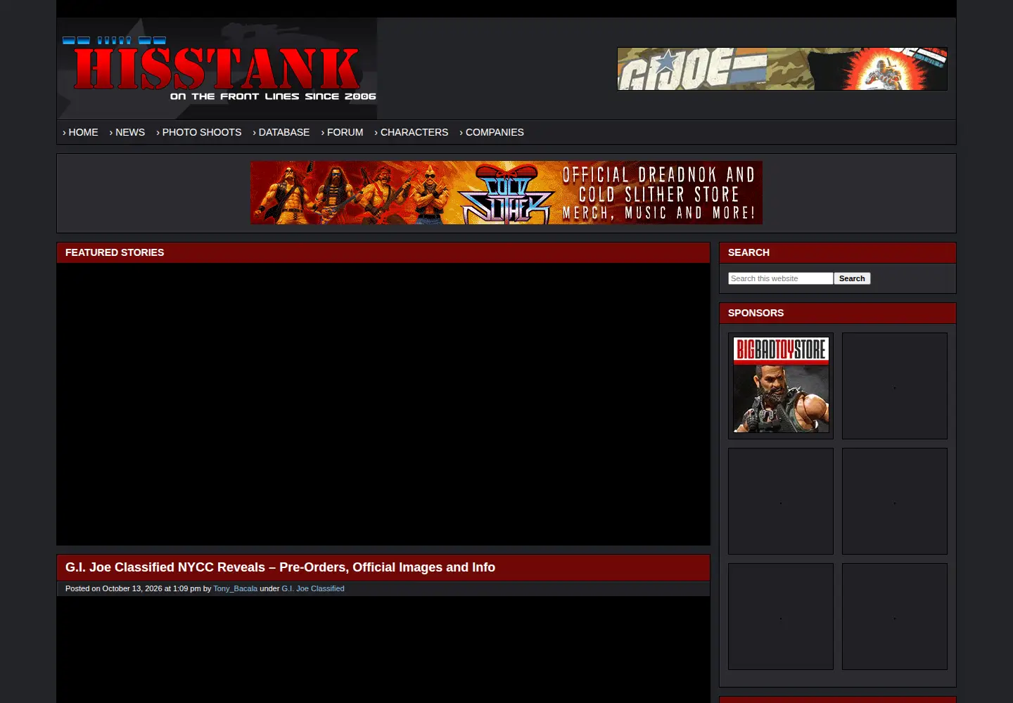 Captured homepage of hisstank.com in the current scan