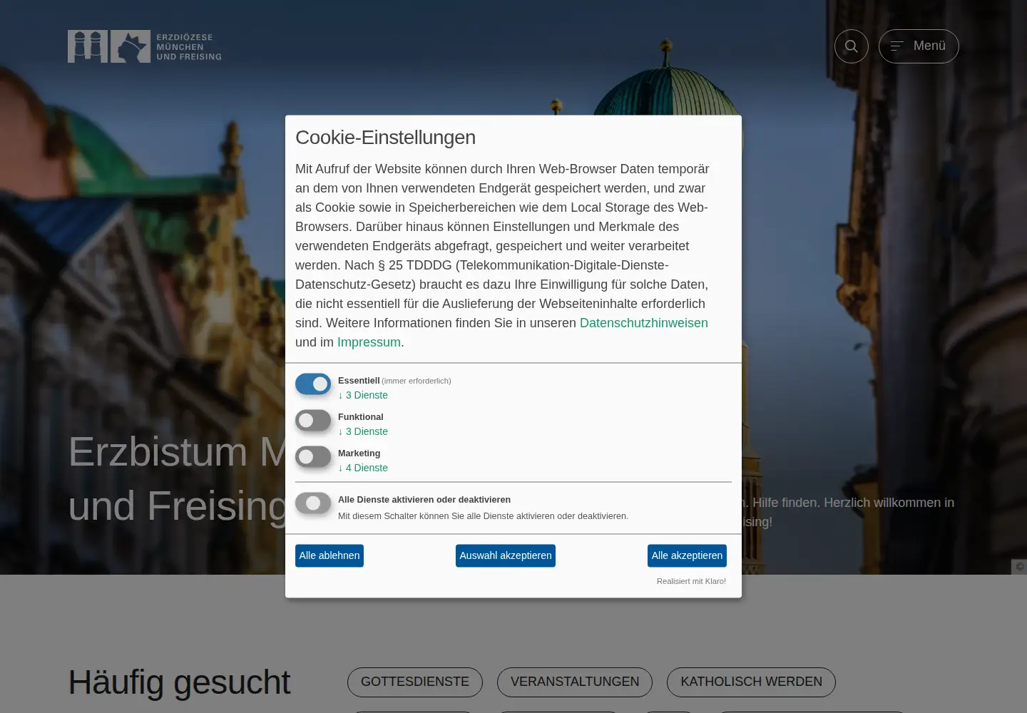Screenshot of erzbistum-muenchen.de