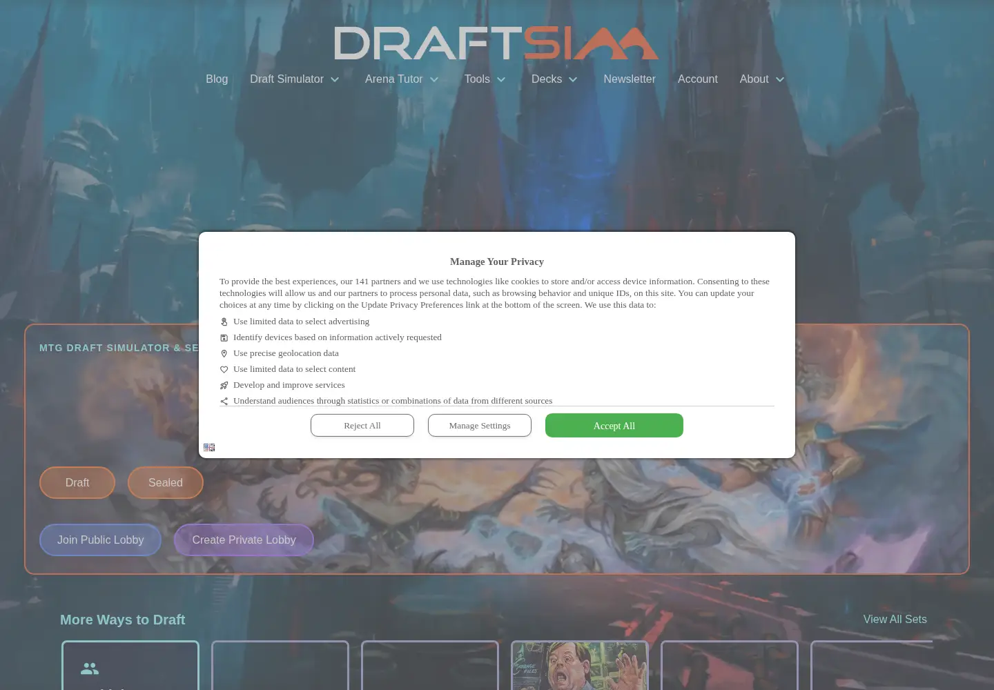 Screenshot of draftsim.com