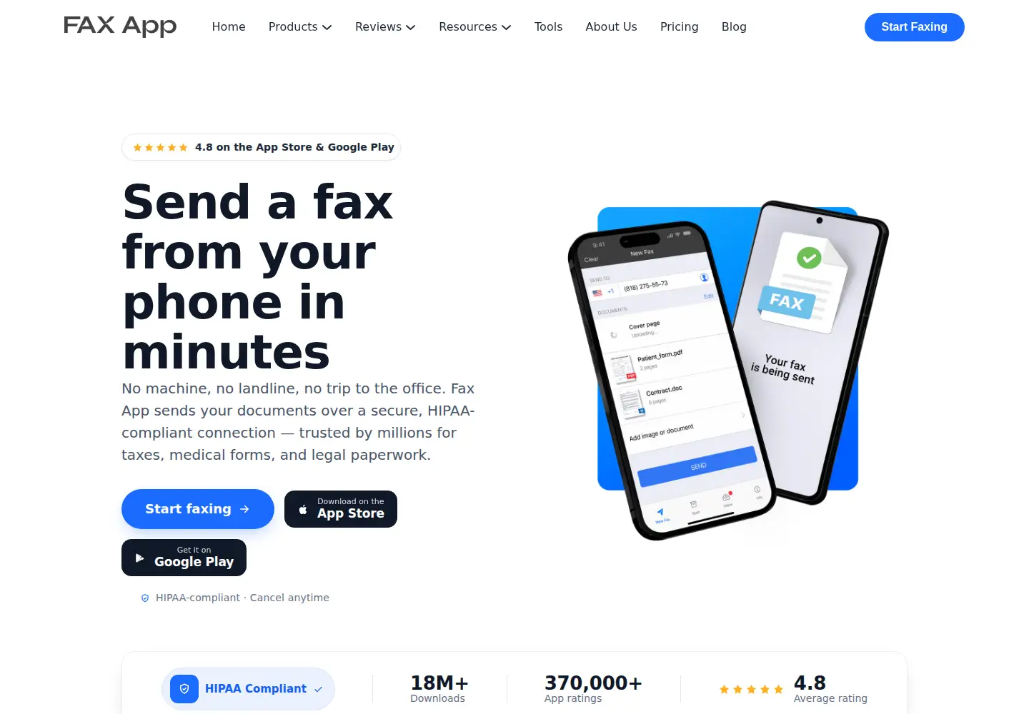 Screenshot of comfax.com