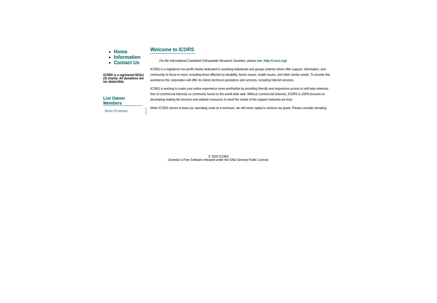 Screenshot of icors.org