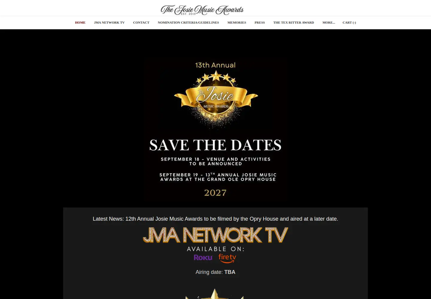 Screenshot of josiemusicawards.com