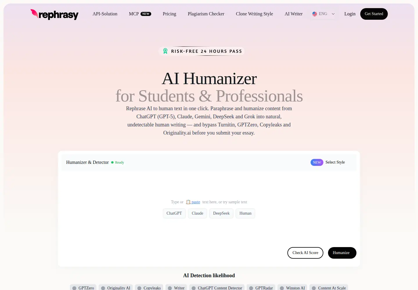 Screenshot of rephrasy.ai