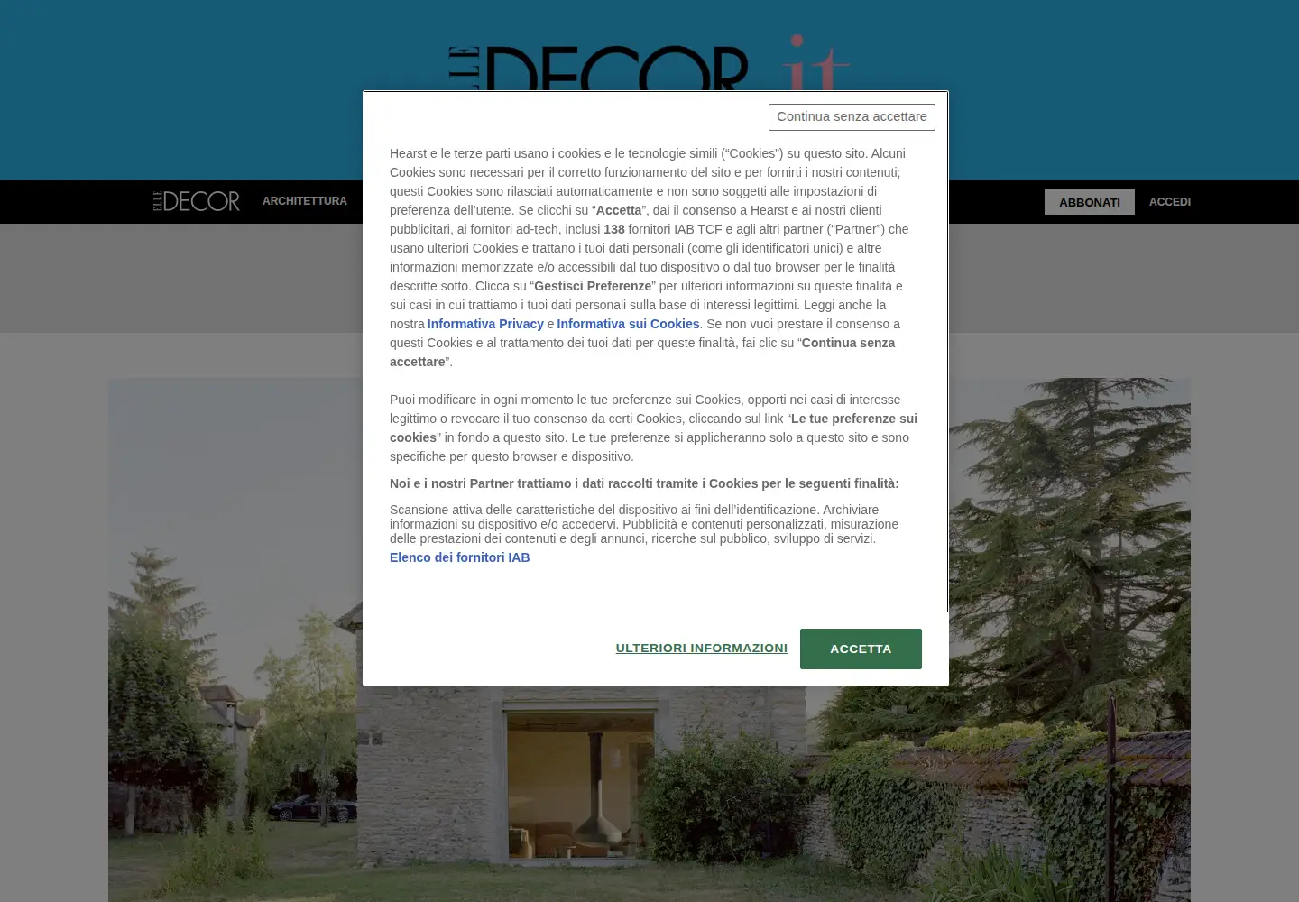 Captured homepage of elledecor.it in the current scan