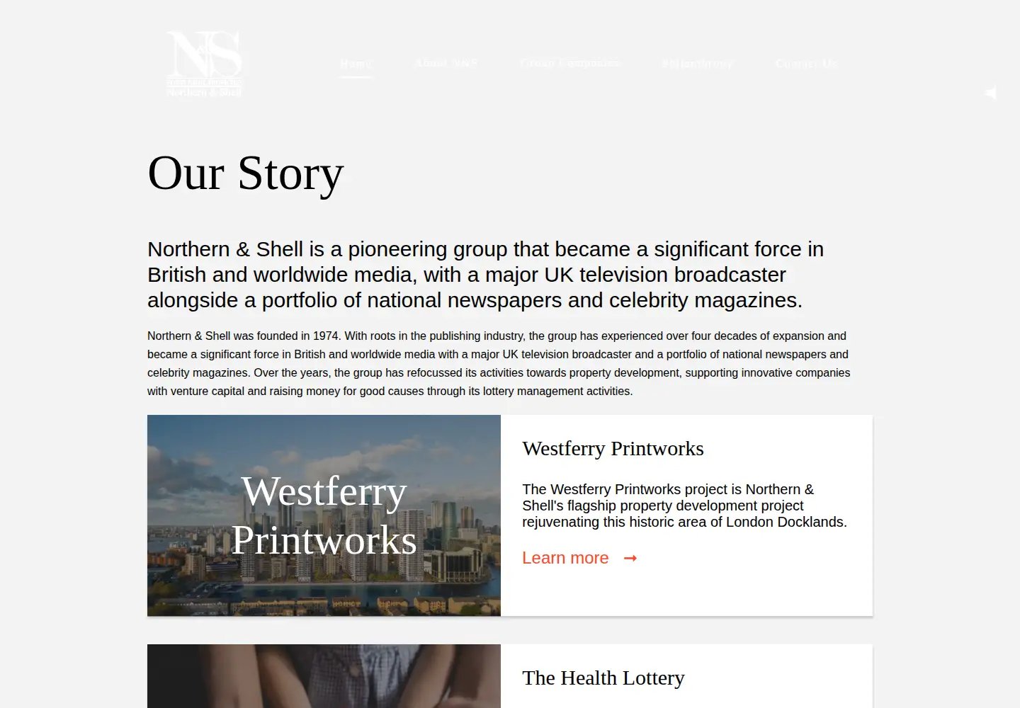 Captured homepage of northernandshell.co.uk in the current scan