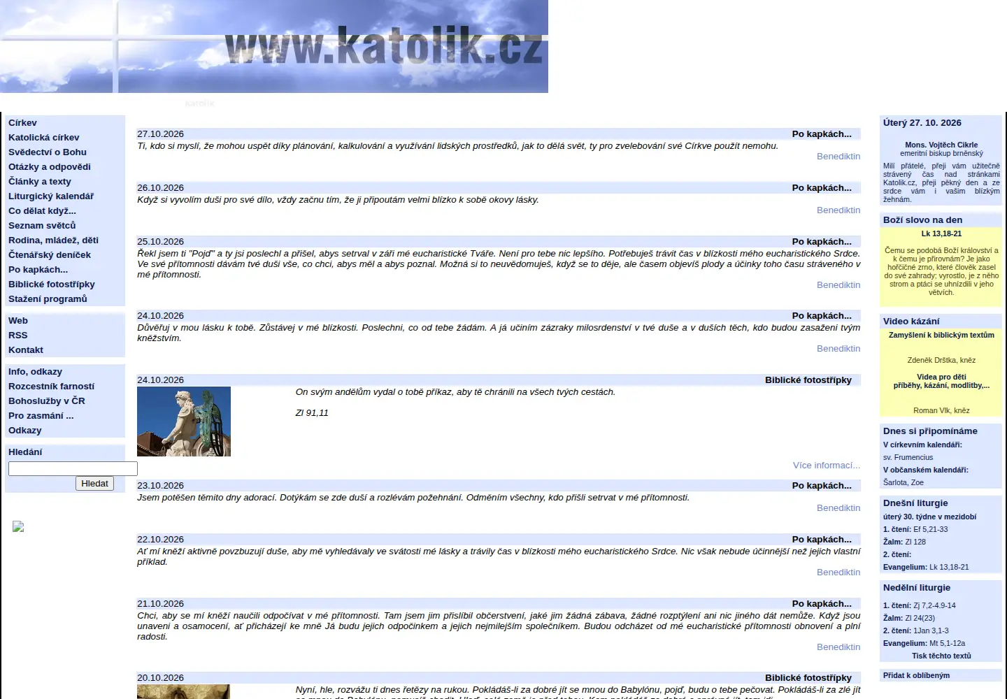 Captured homepage of katolik.cz in the current scan