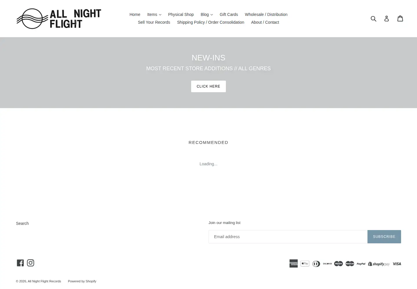 Screenshot of allnightflightrecords.com