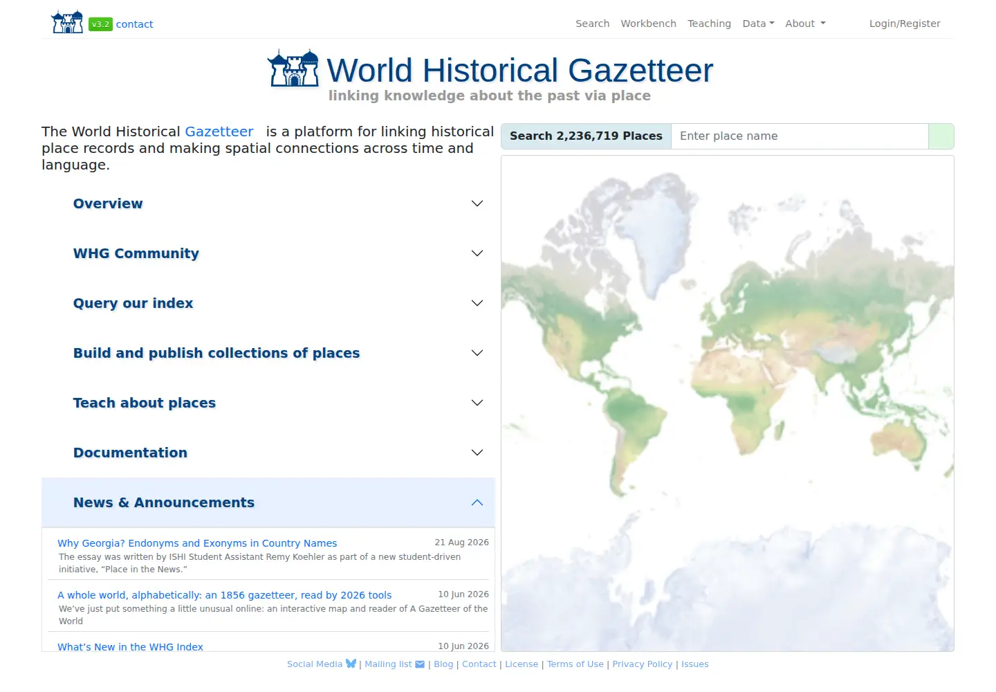 Screenshot of whgazetteer.org
