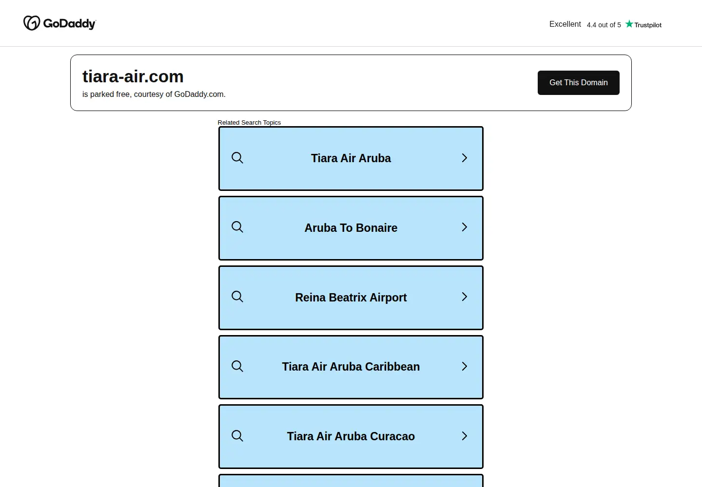 Screenshot of tiara-air.com