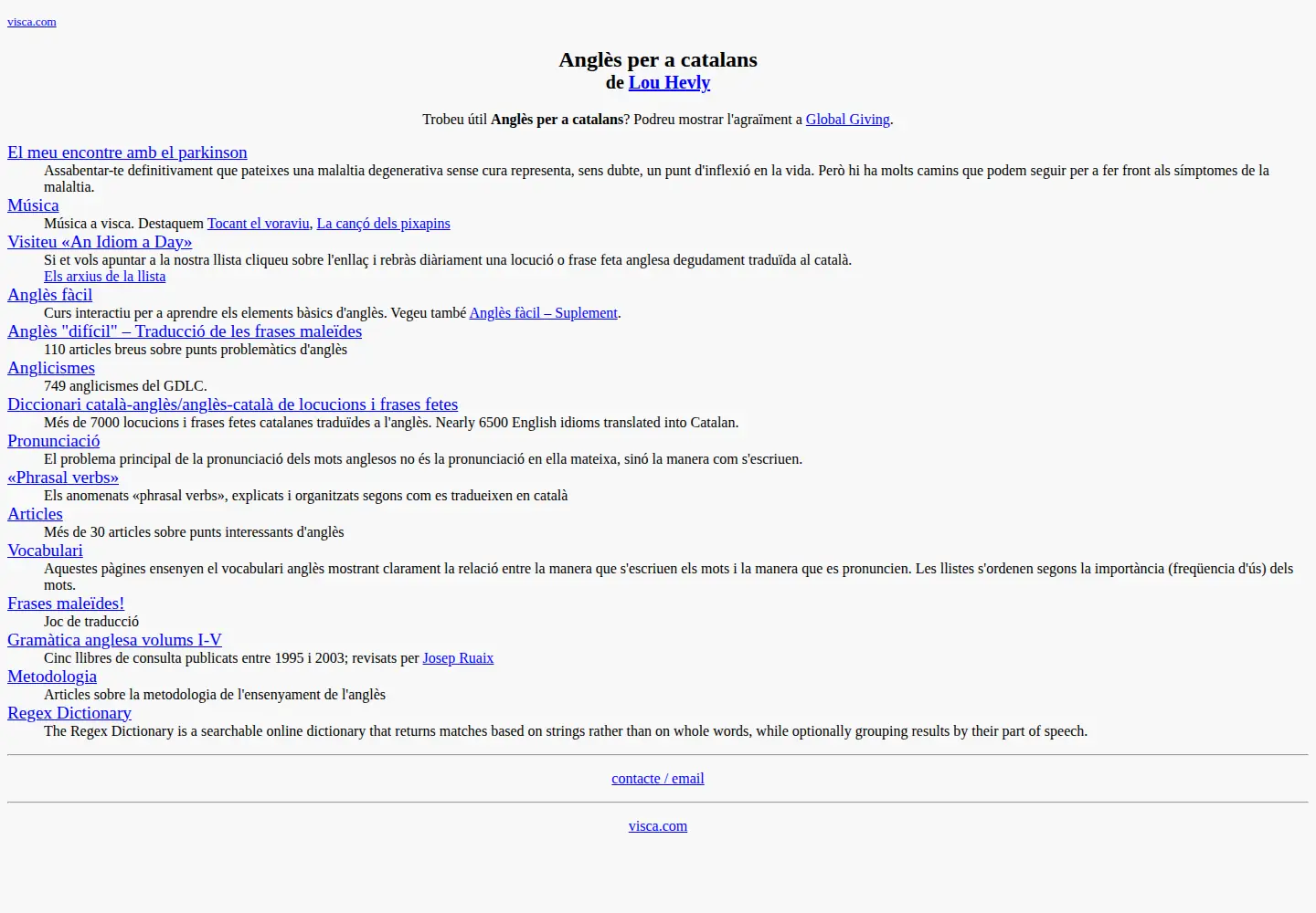 Captured homepage of visca.com in the current scan