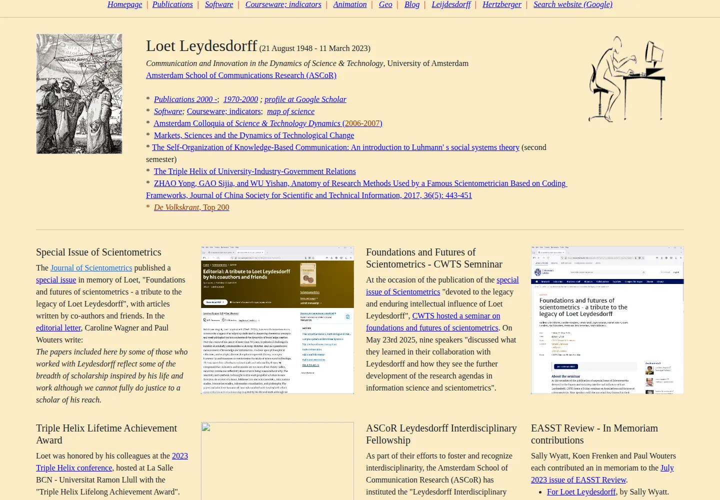 Screenshot of leydesdorff.net