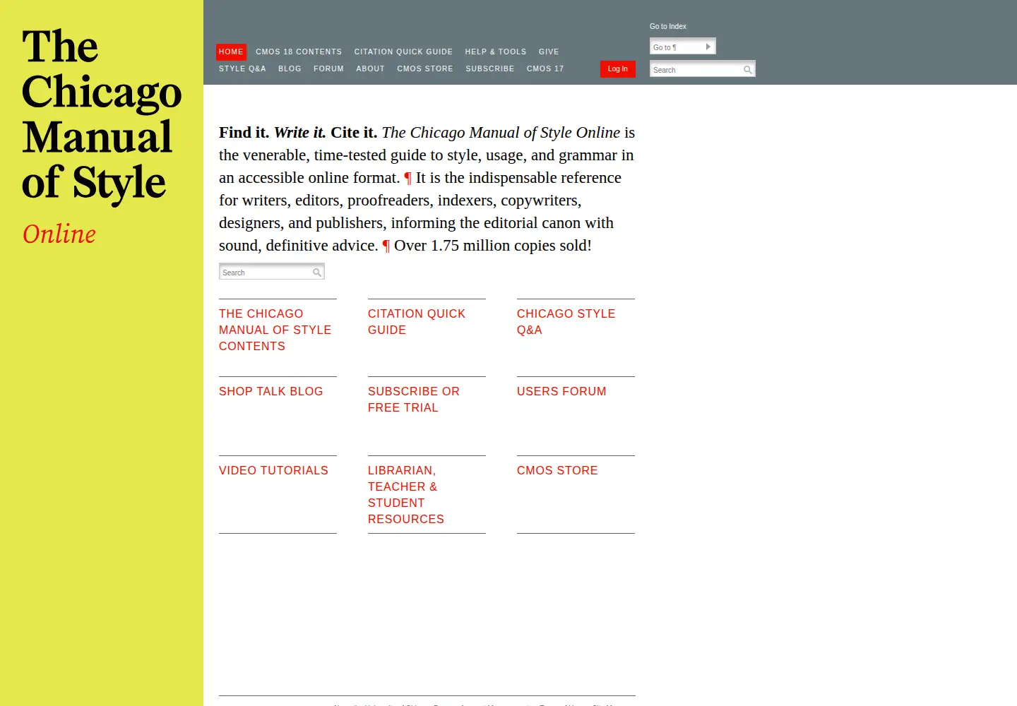Screenshot of chicagomanualofstyle.org