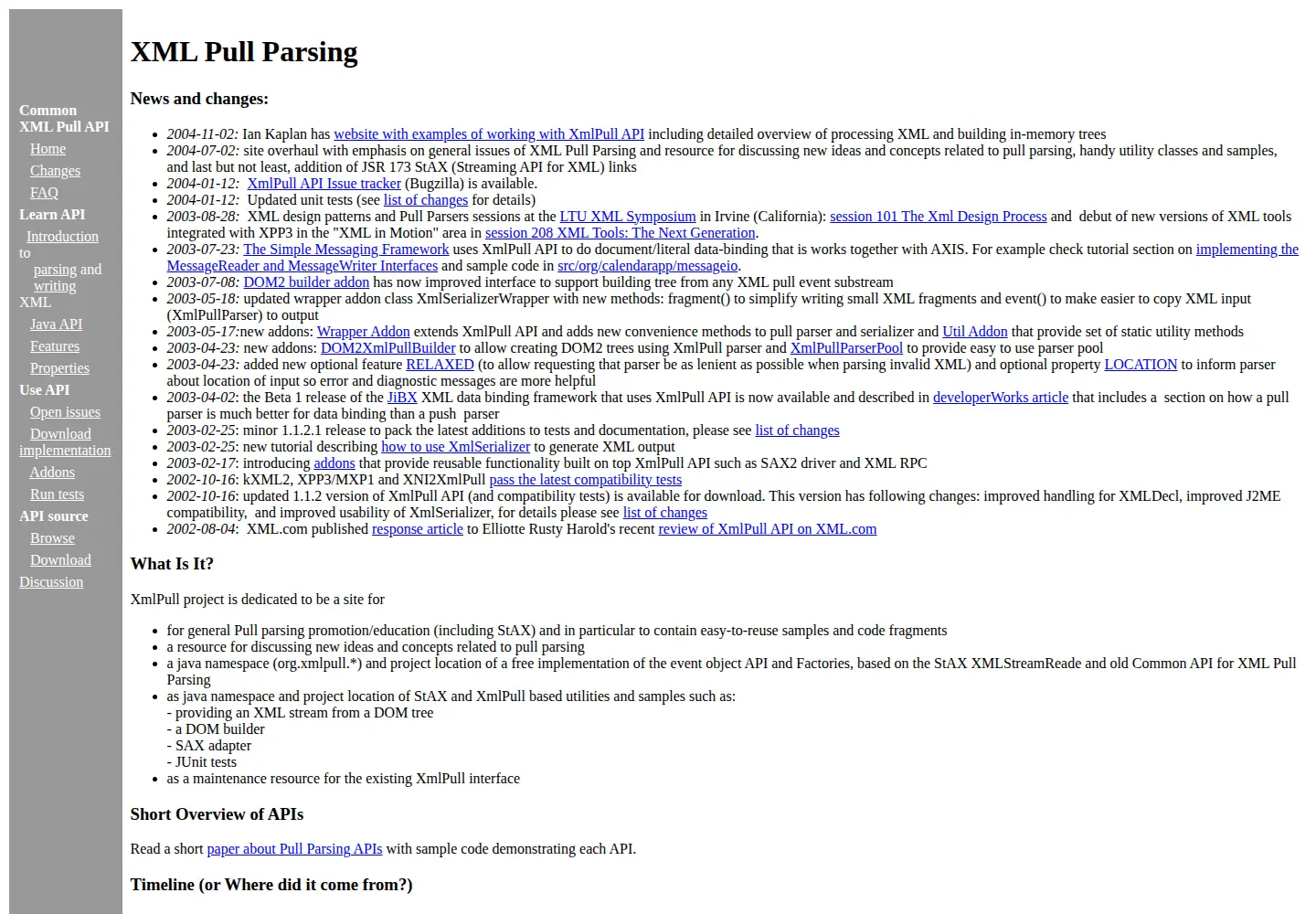 Screenshot of xmlpull.org