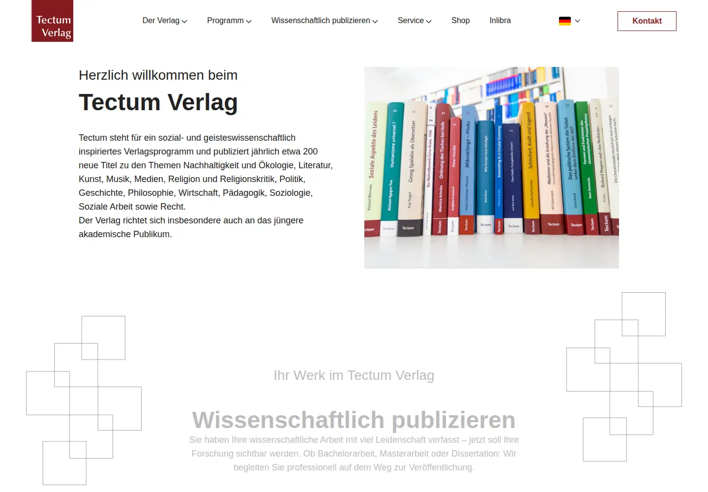 Screenshot of tectum-verlag.de