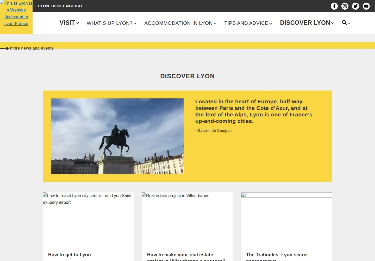 Captured homepage of thisislyon.fr in the current scan