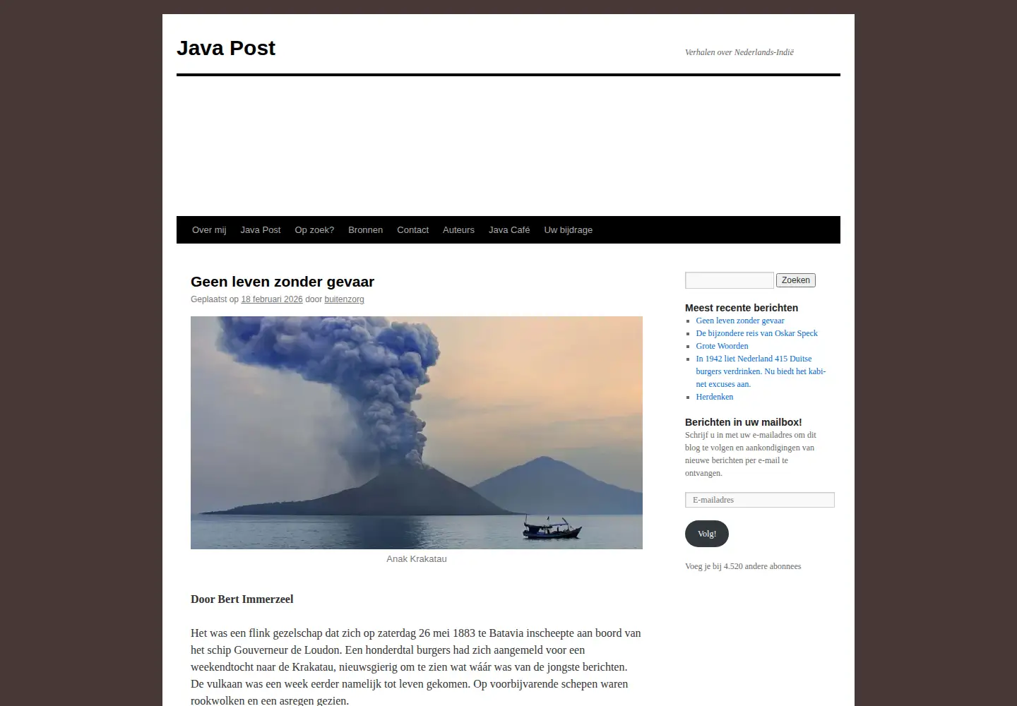 Captured homepage of javapost.nl in the current scan