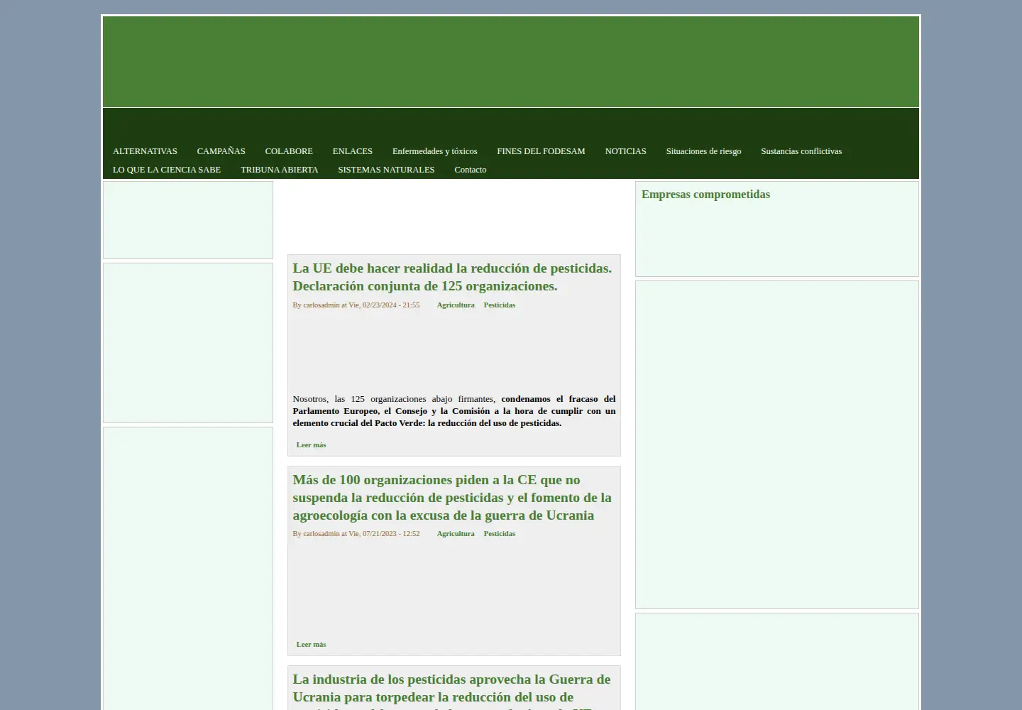 Captured homepage of fondosaludambiental.org in the current scan