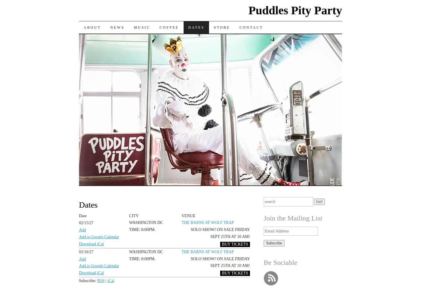 Screenshot of puddlespityparty.com