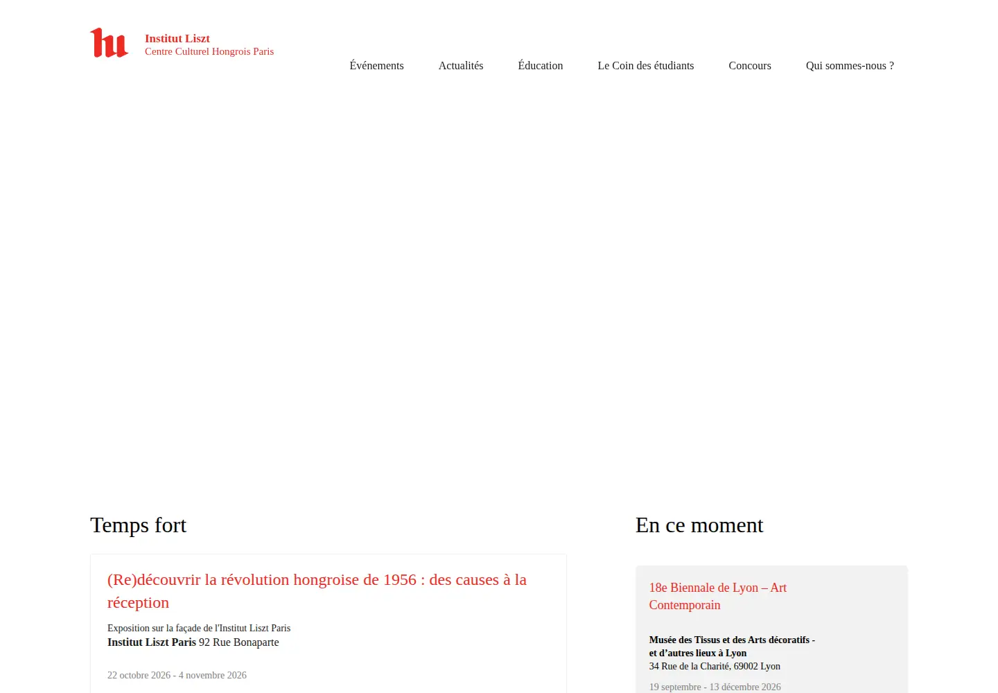 Captured homepage of instituthongrois.fr in the current scan