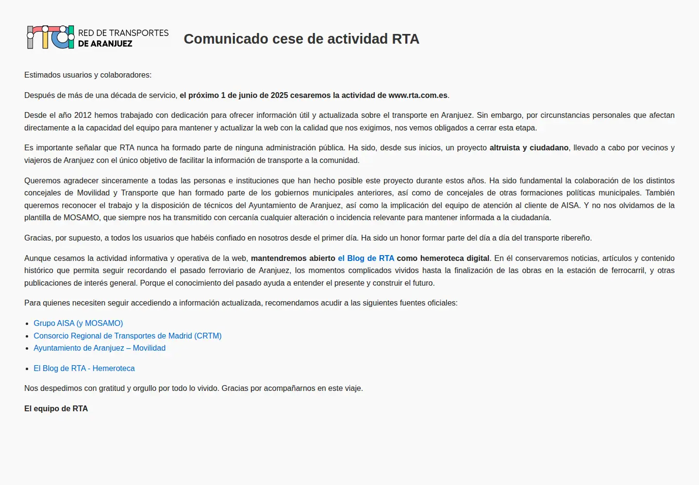 Captured homepage of rta.com.es in the current scan