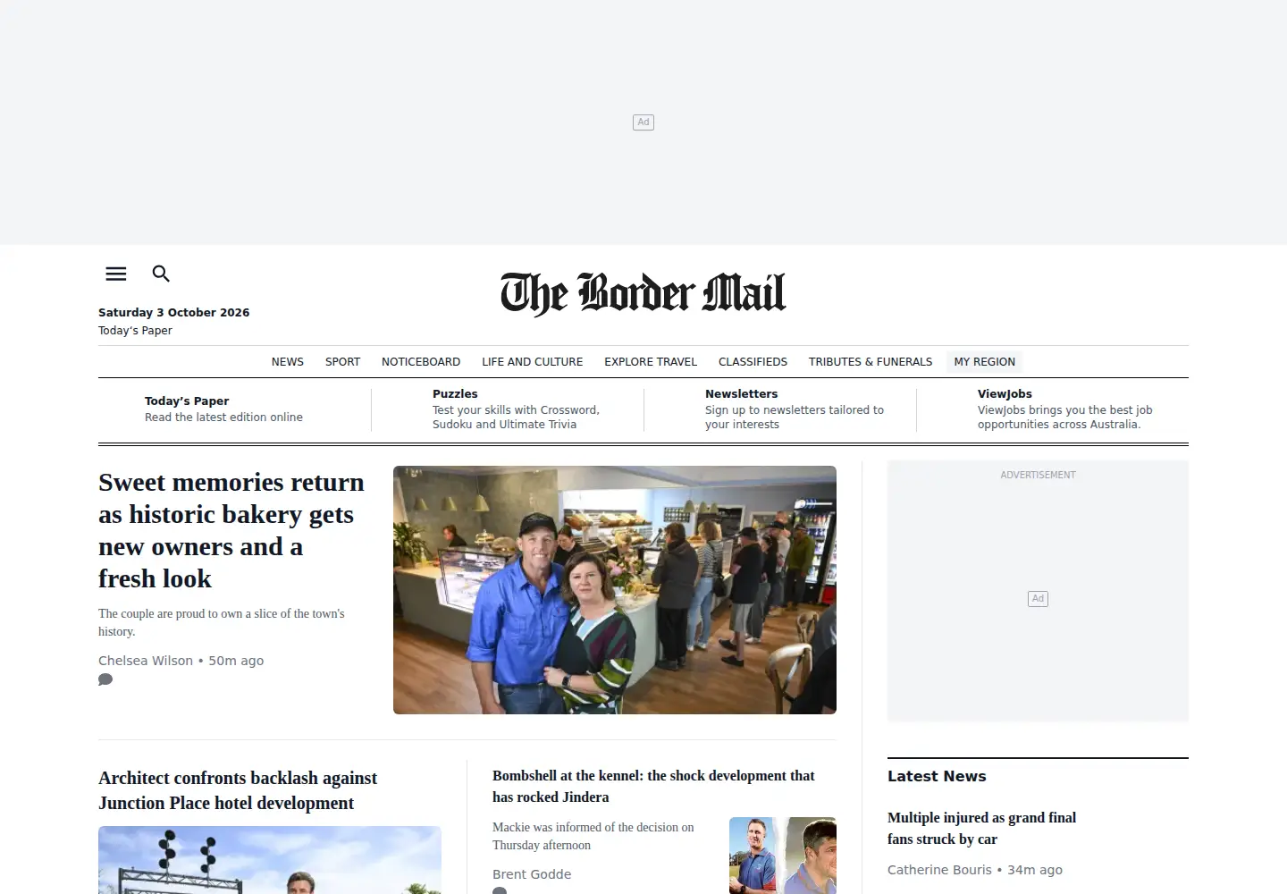 Screenshot of bordermail.com.au