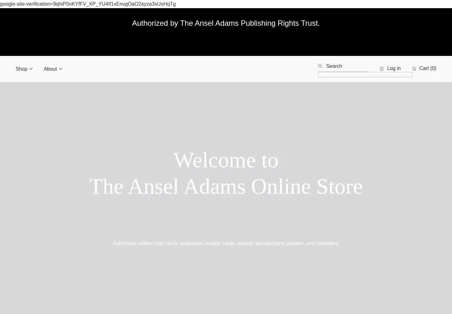 Screenshot of anseladams.org