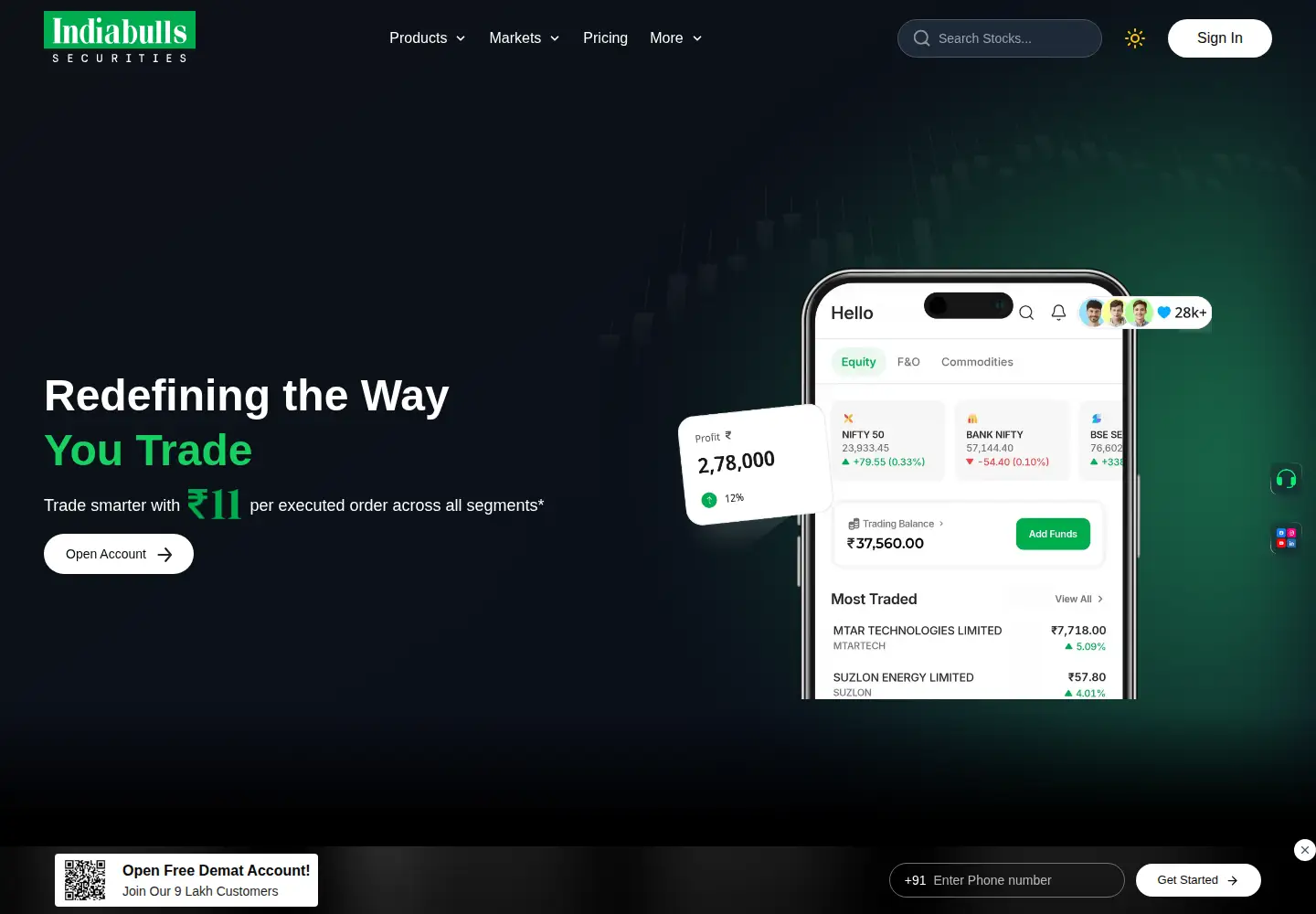 Screenshot of indiabullssecurities.com