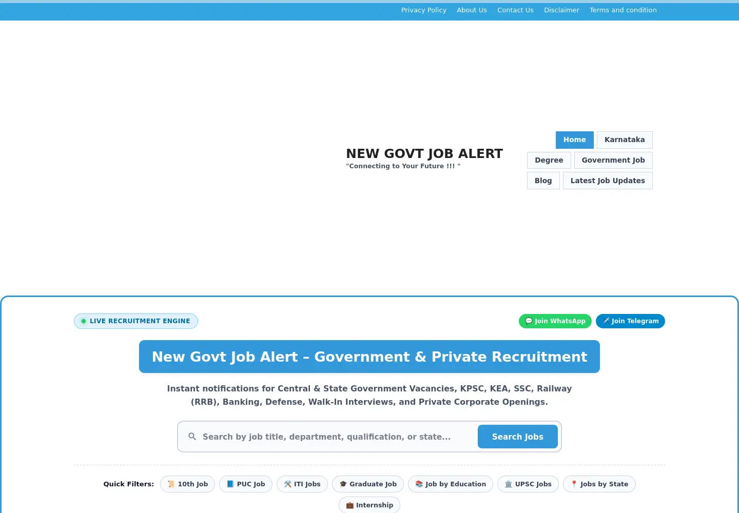 Screenshot of newgovtjobalert.com