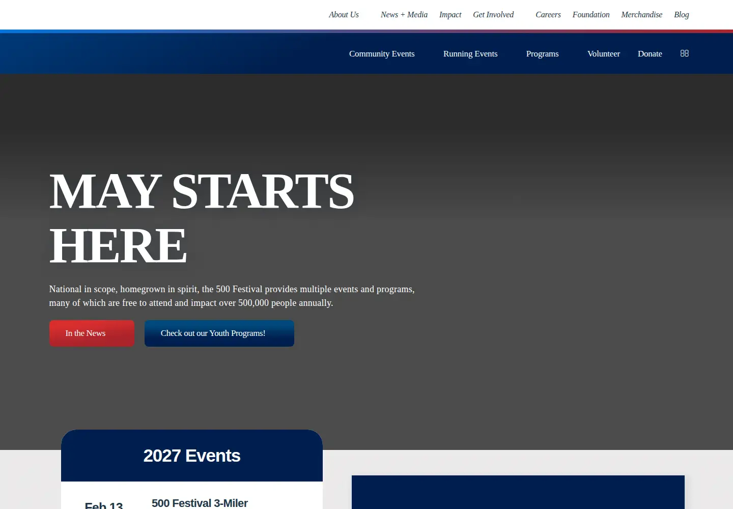 Captured homepage of 500festival.com in the current scan