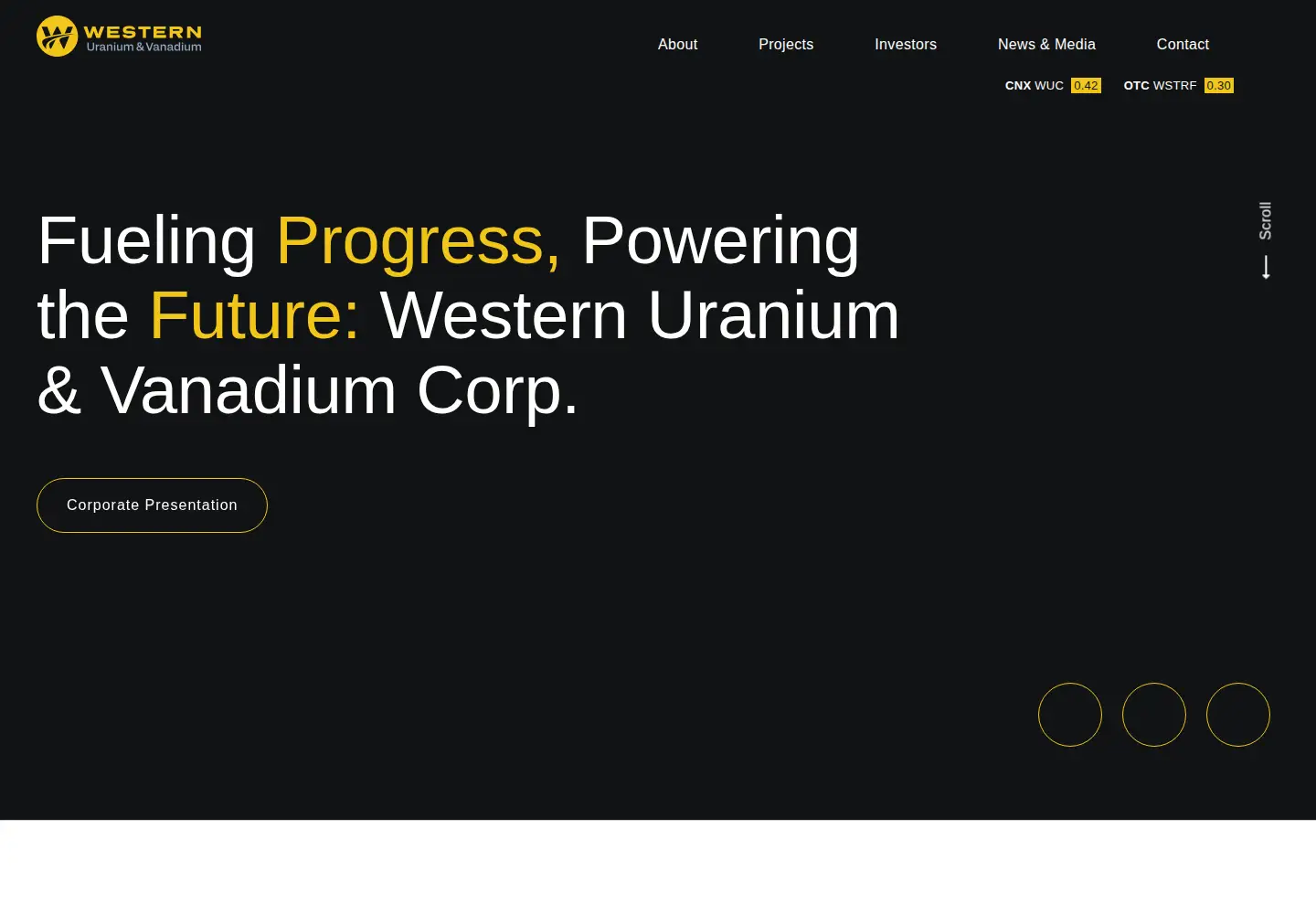 Captured homepage of western-uranium.com in the current scan