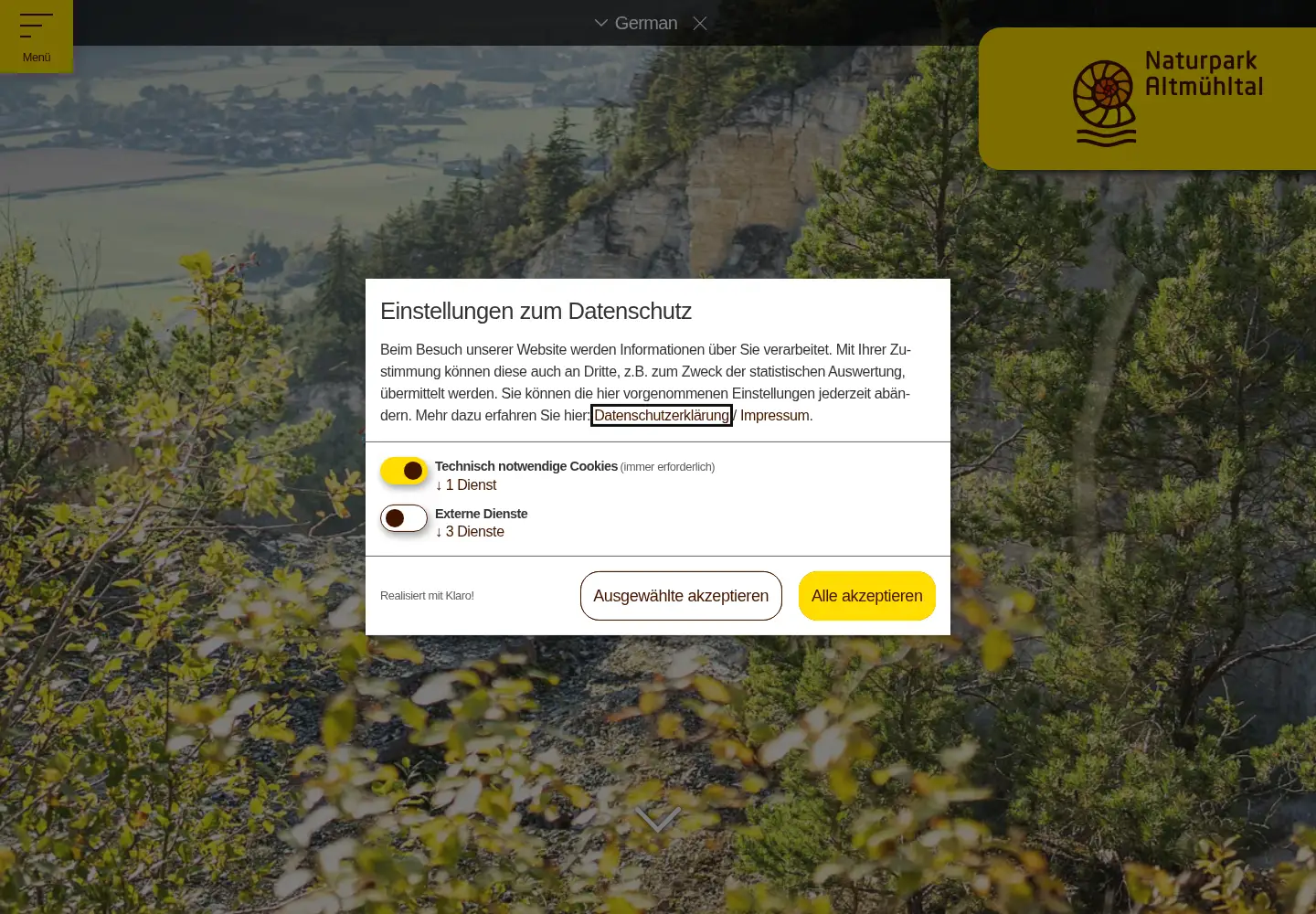 Screenshot of naturpark-altmuehltal.de
