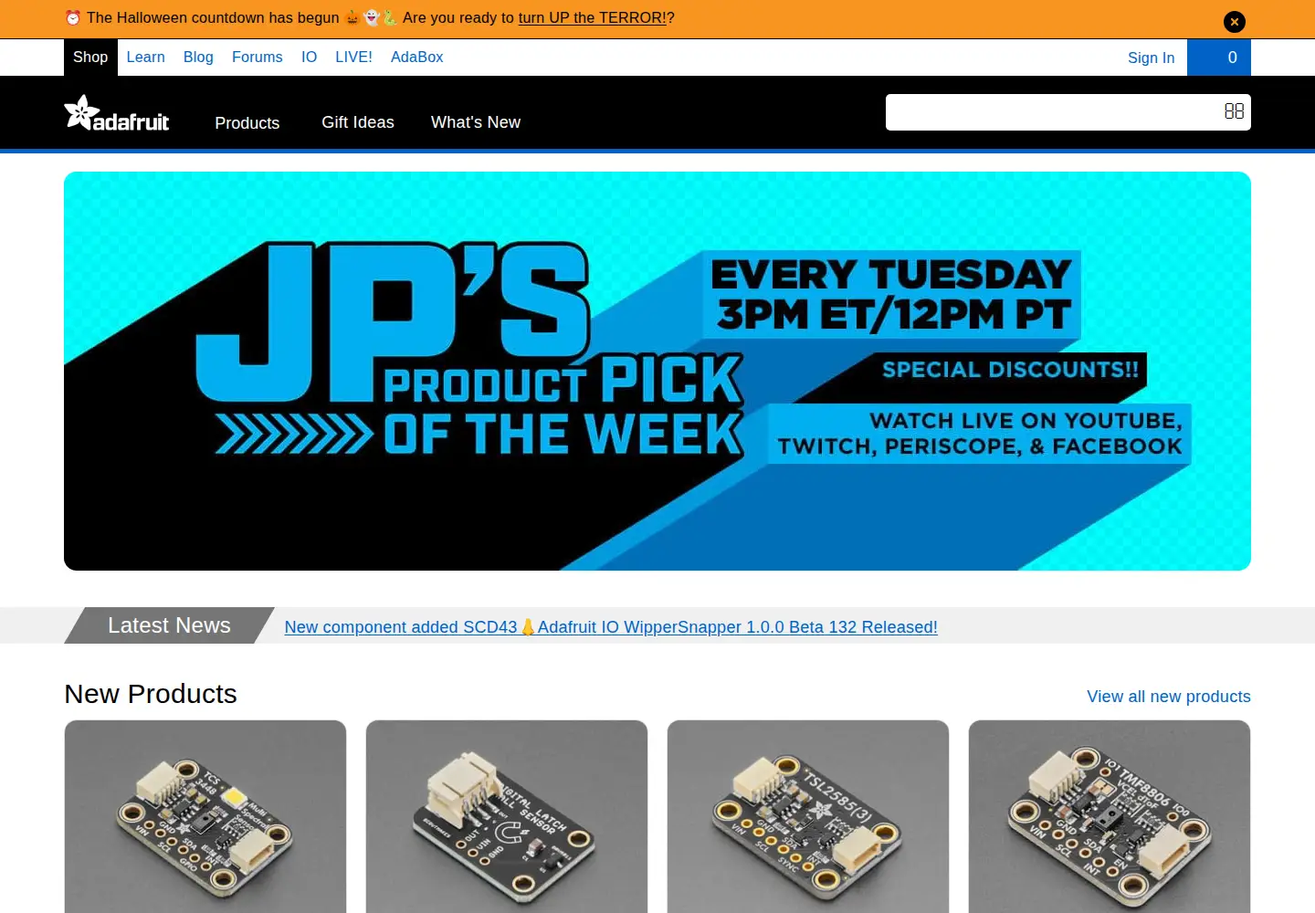 Screenshot of adafruit.com