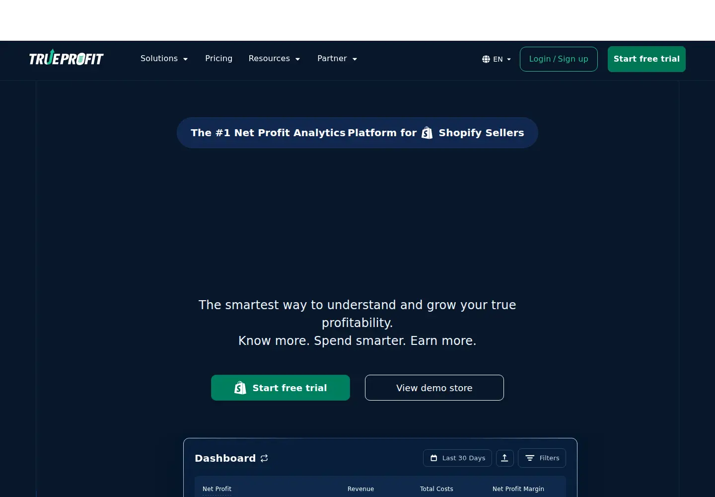 Screenshot of trueprofit.io