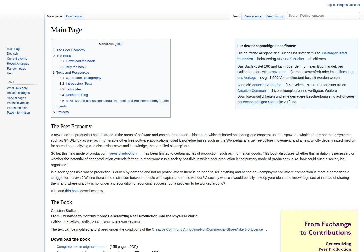 Captured homepage of peerconomy.org in the current scan
