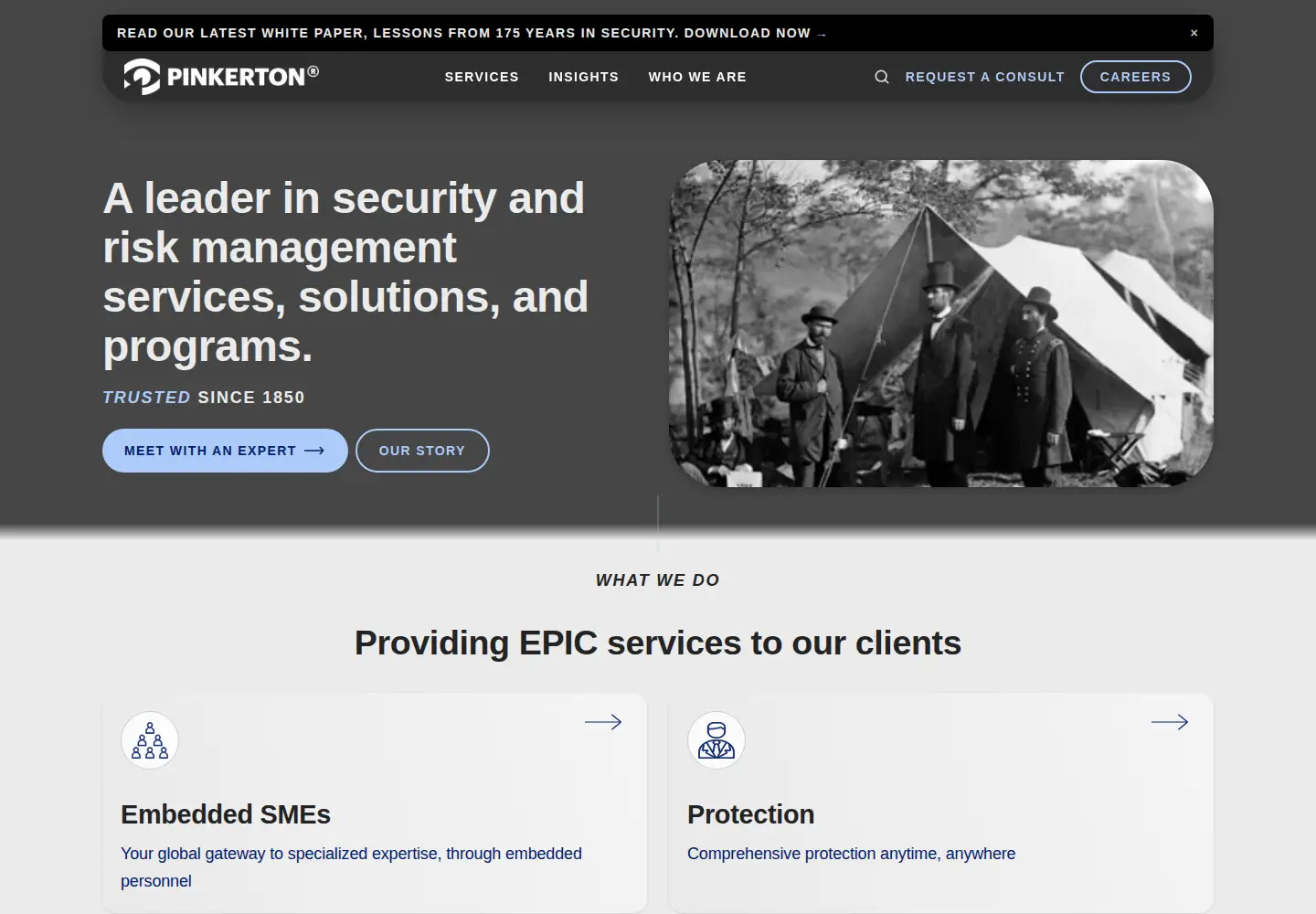 Captured homepage of pinkerton.com in the current scan