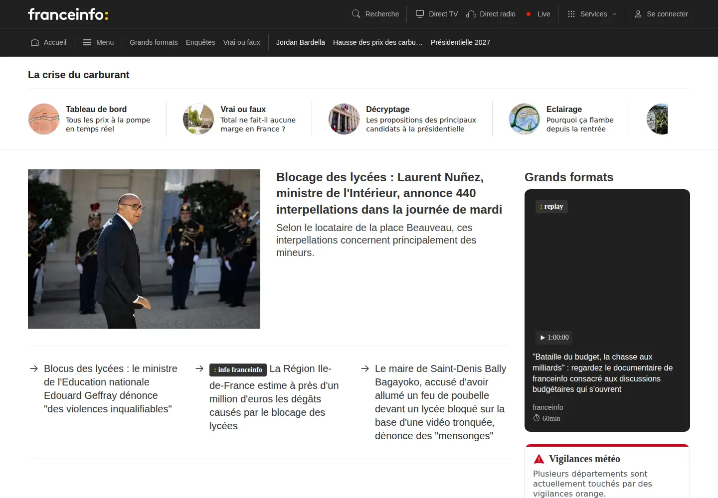 Screenshot of franceinfo.fr
