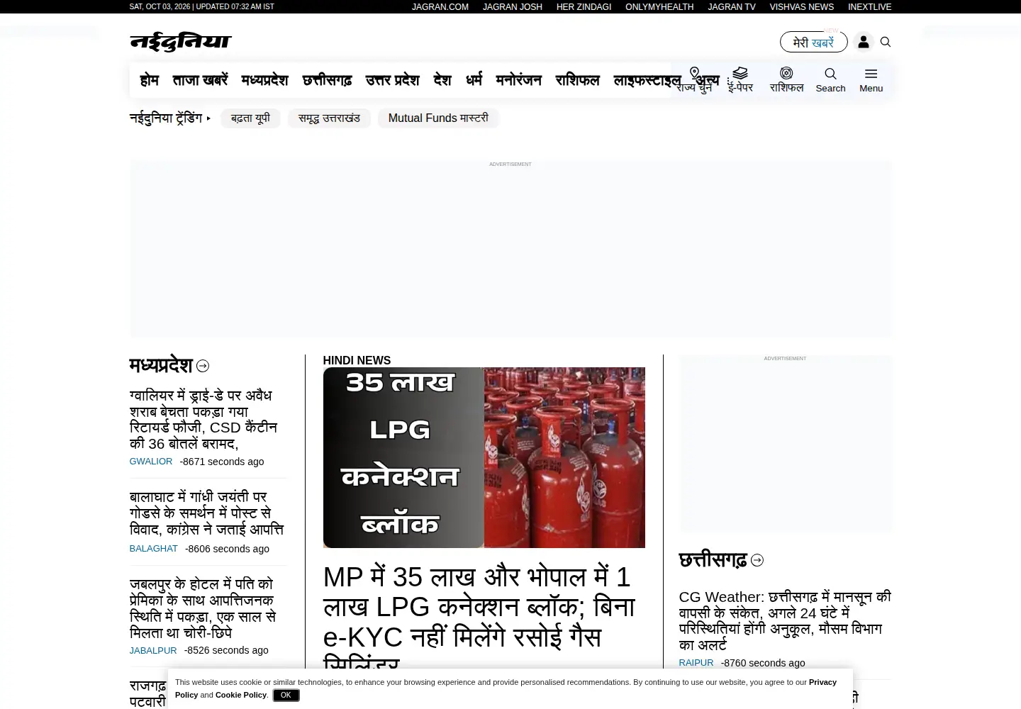 Screenshot of naidunia.com