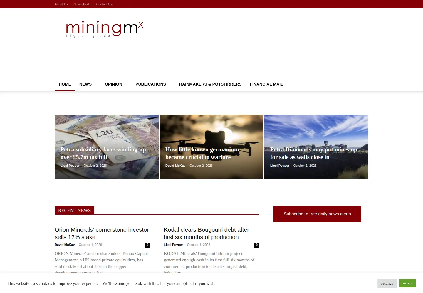 Screenshot of miningmx.com