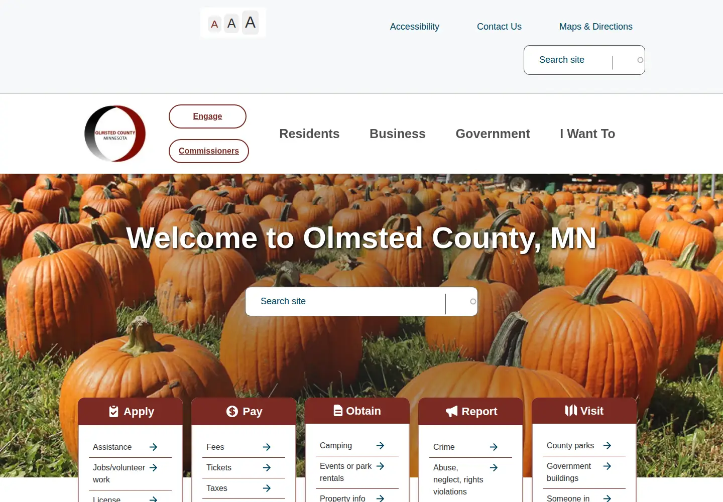 Screenshot of olmstedcounty.gov