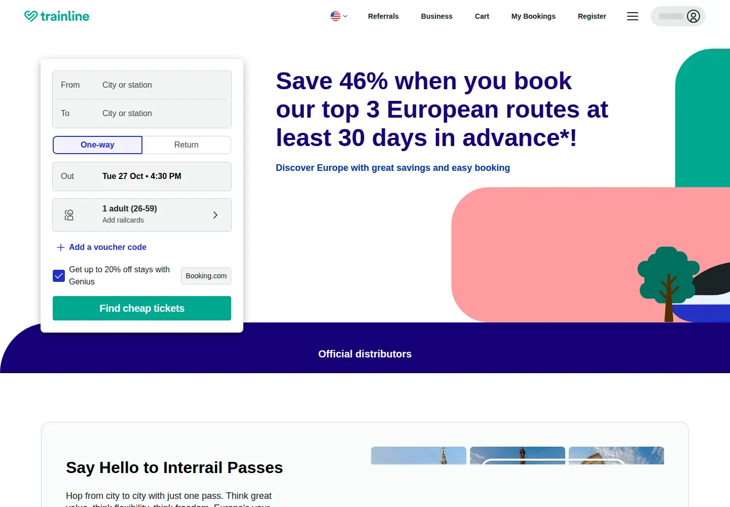 Screenshot of thetrainline-europe.com