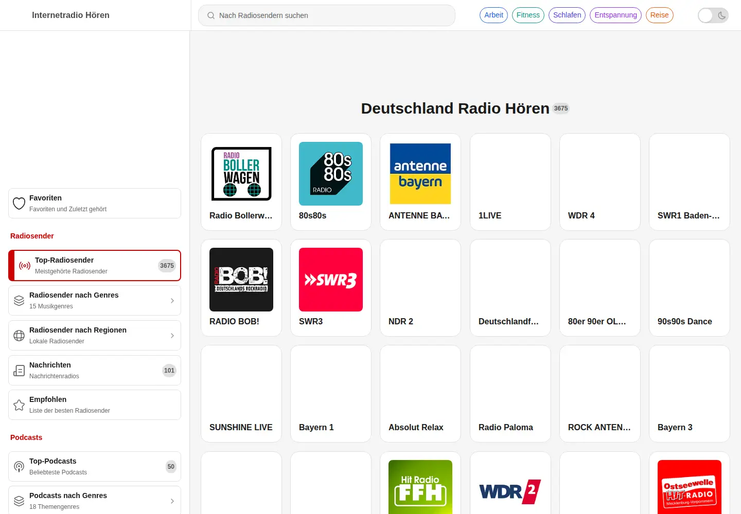 Screenshot of internetradio-horen.de