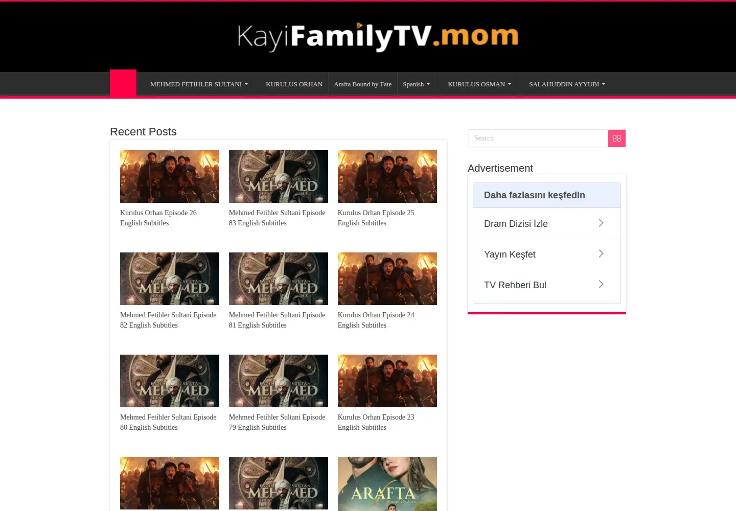 Screenshot of kayifamilytv.mom