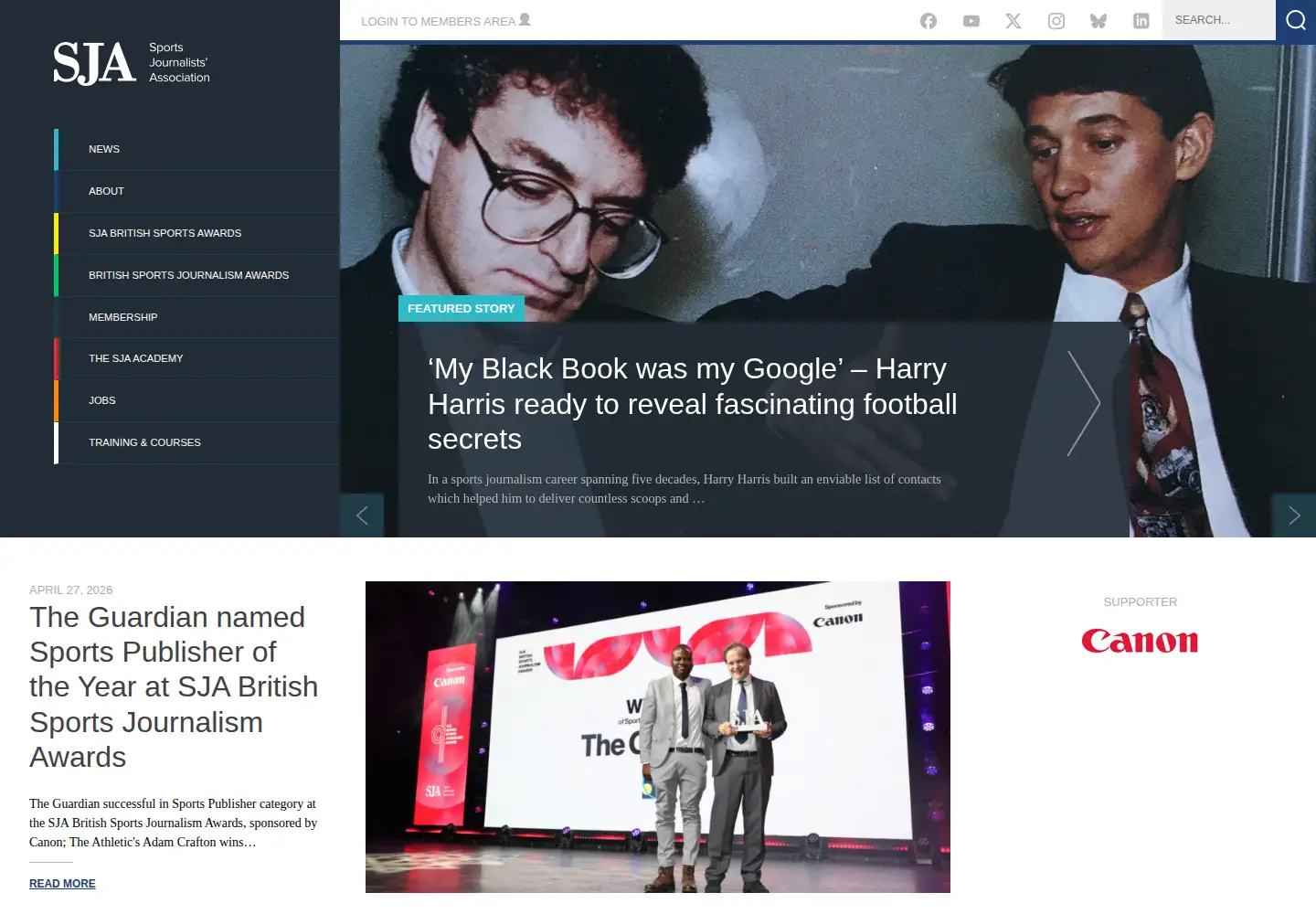 Screenshot of sportsjournalists.co.uk