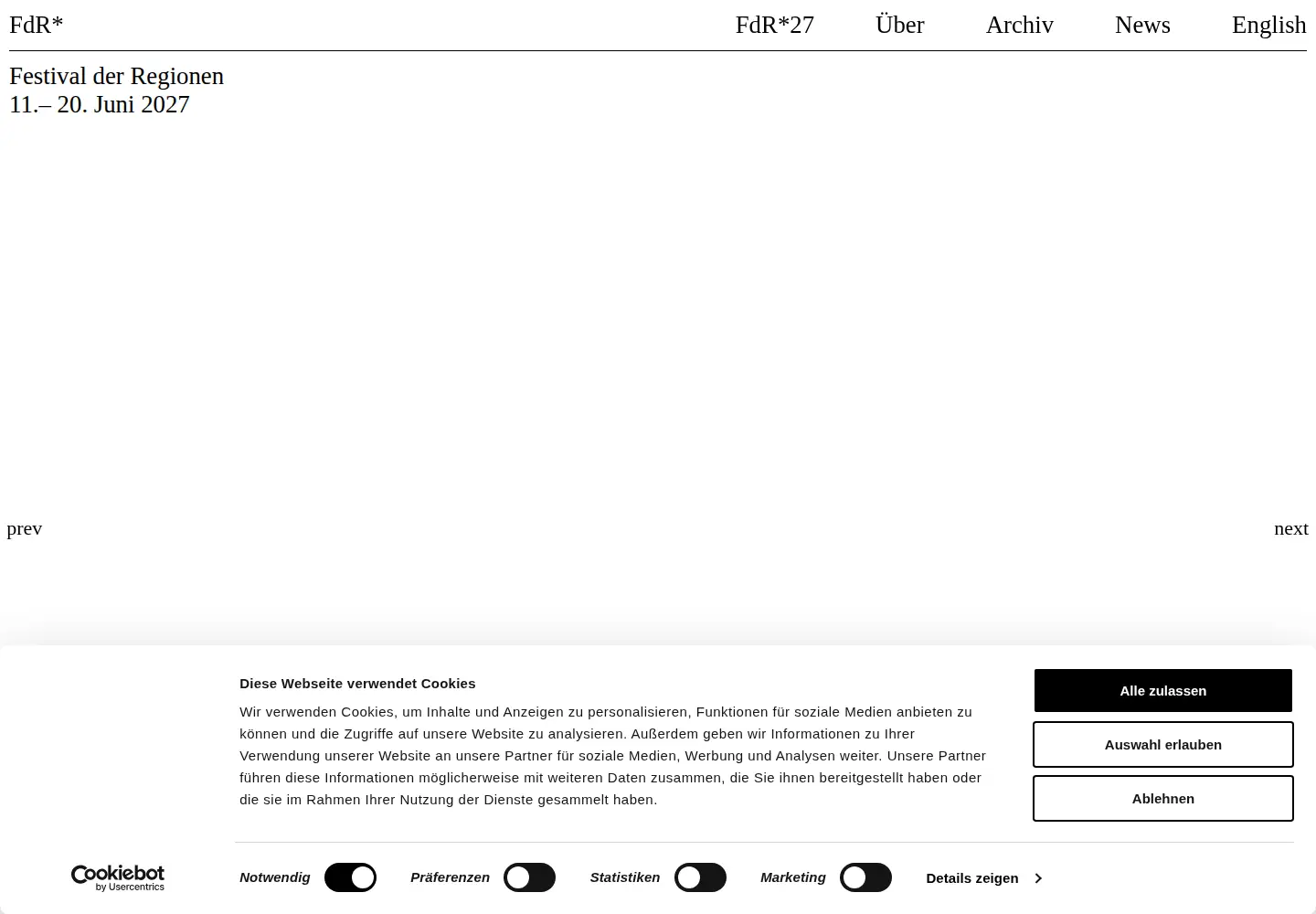 Captured homepage of fdr.at in the current scan