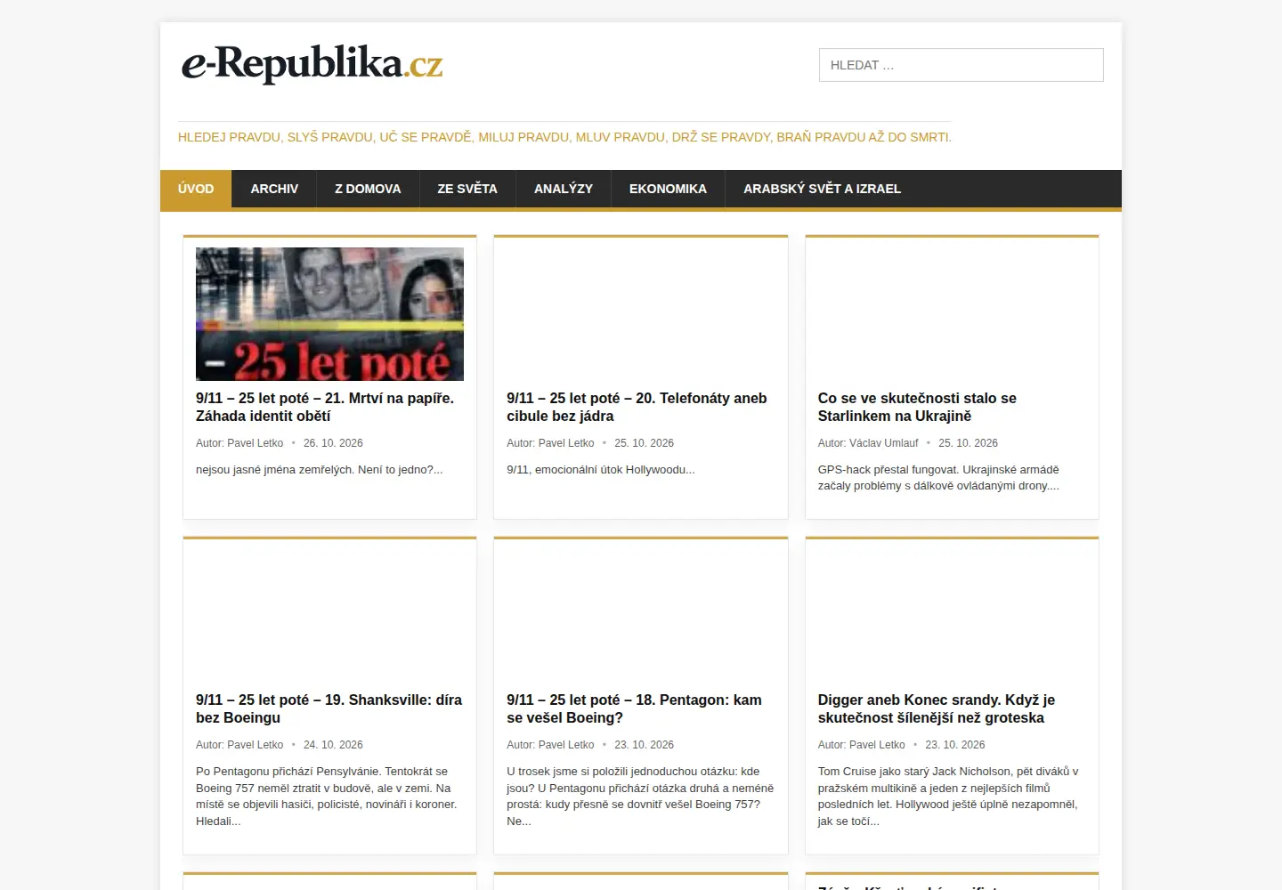 Captured homepage of e-republika.cz in the current scan