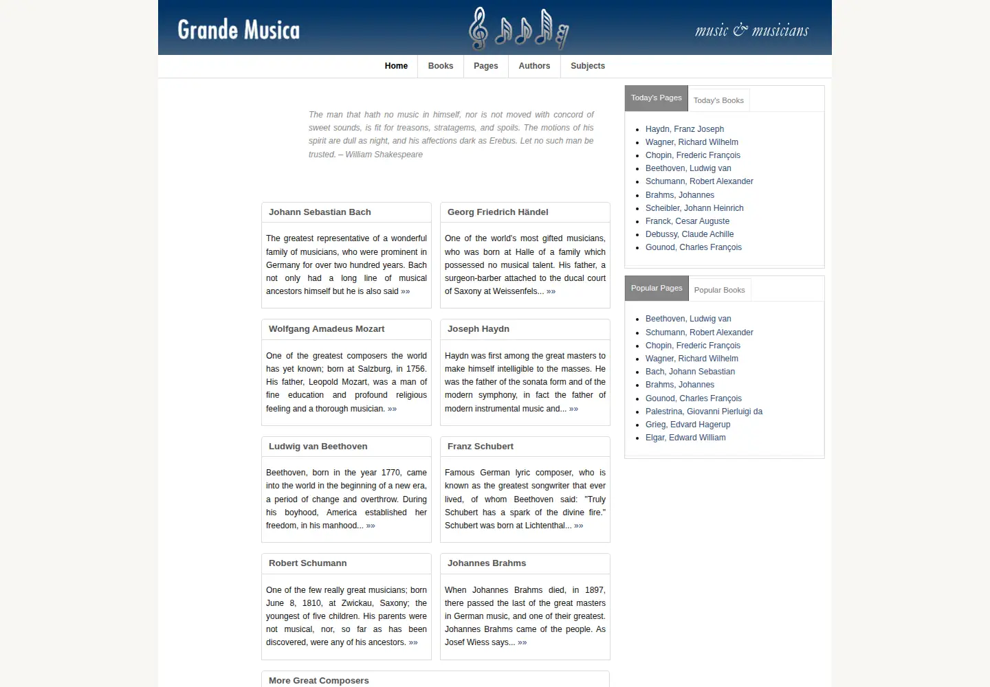 Screenshot of grandemusica.net