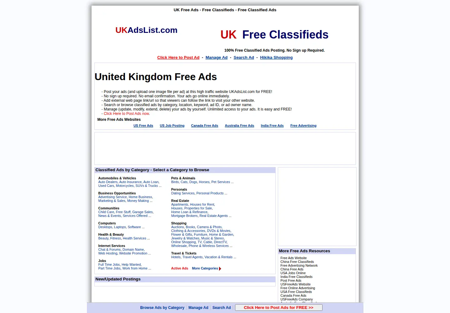 Screenshot of ukadslist.com
