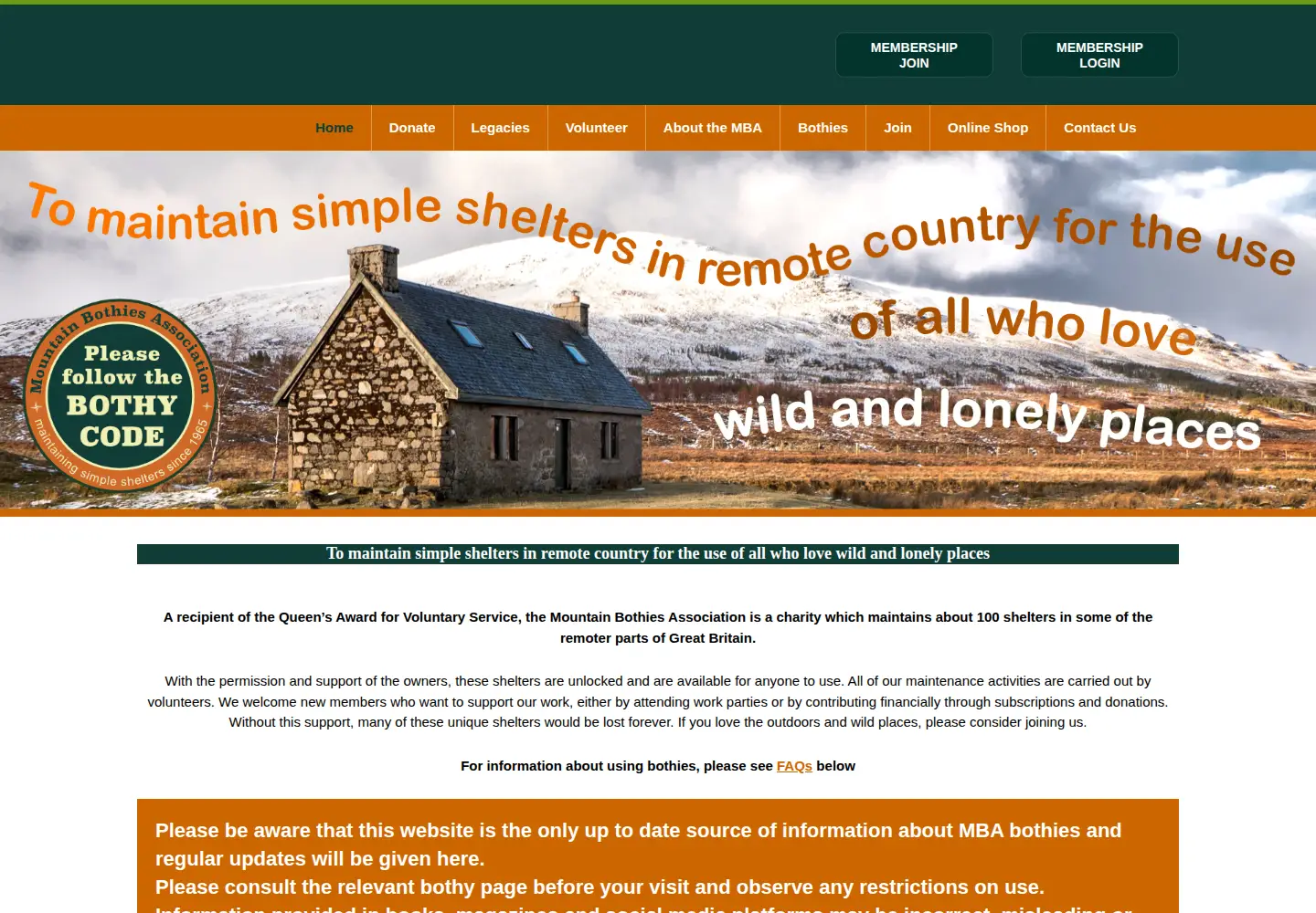 Screenshot of mountainbothies.org.uk